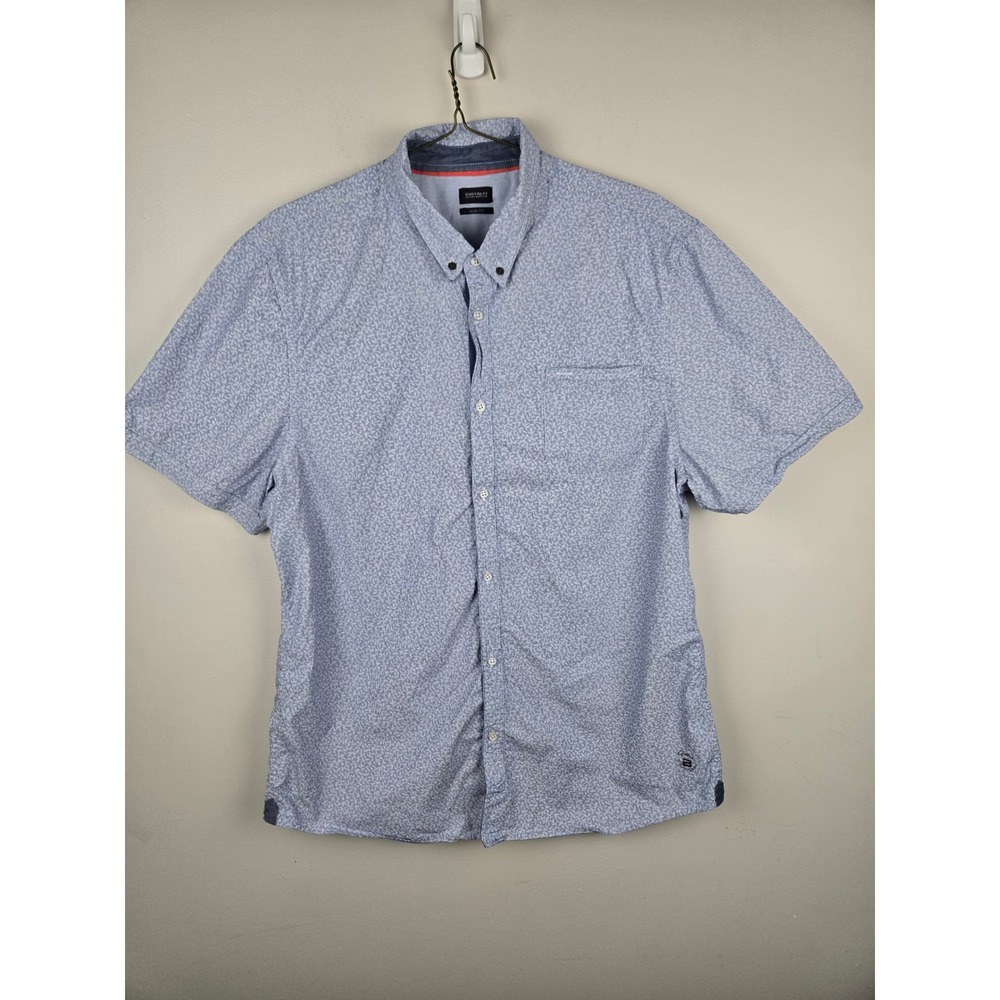 Buffalo David Bitton Mens XXL Slim Fit Short Sleeve Button Down Shirt Blue White - Picture 2 of 16